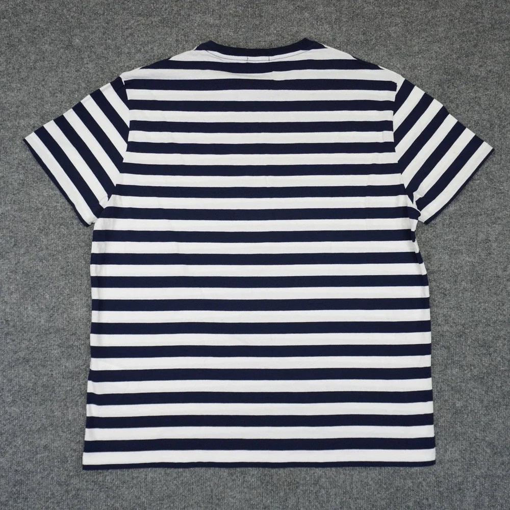 NEW Polo Ralph Lauren T-Shirt Mens XL Blue White Striped Pony Logo Classic Fit